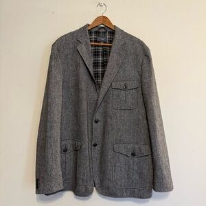 Wallin & Bros Blazer  XXL Gray Tweed Norfolk Field Jacket Sport Coat Pockets